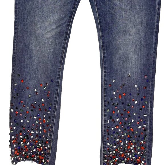 Pilcro and the Letterpress Slim Straight Jeans Anthro Mid-Rise Jewels Sz 28 - Picture 1 of 9